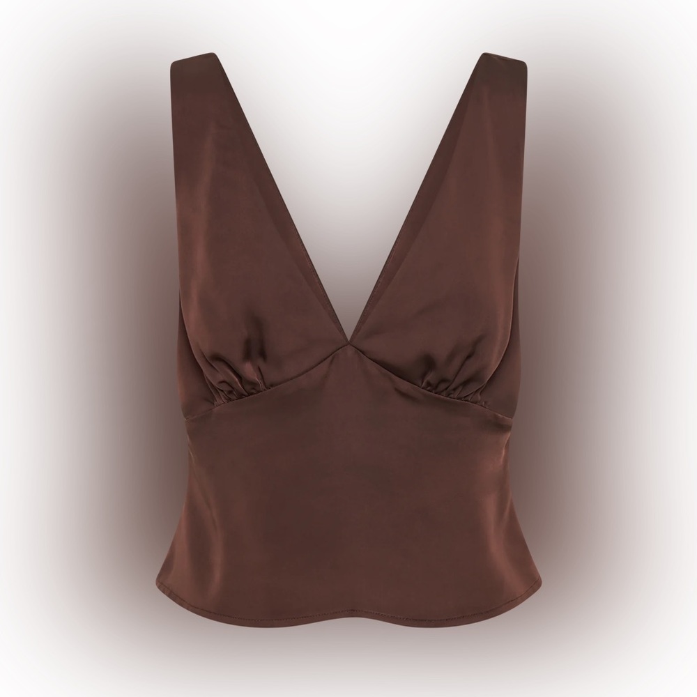 Brown Satin Top - MESHKI